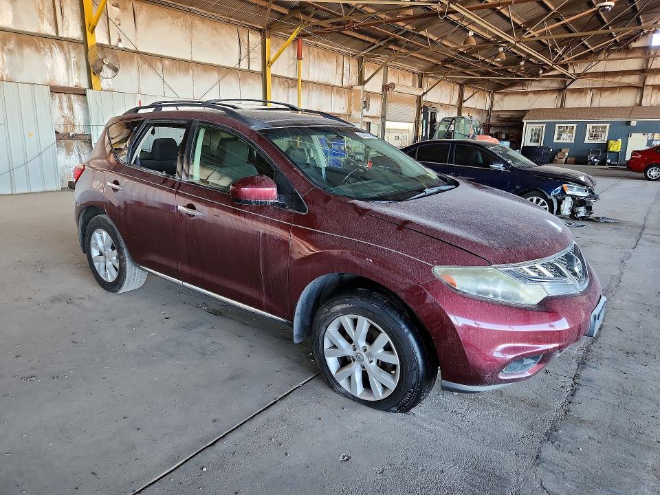 2012 Nissan Murano VIN JN8AZ1MW3CW212962 COPART salvage auction — MINOR DENT/SCRATCHES, Az - Certificate Of Title (P), sold $475 on 2026-07-29 (photo 4)