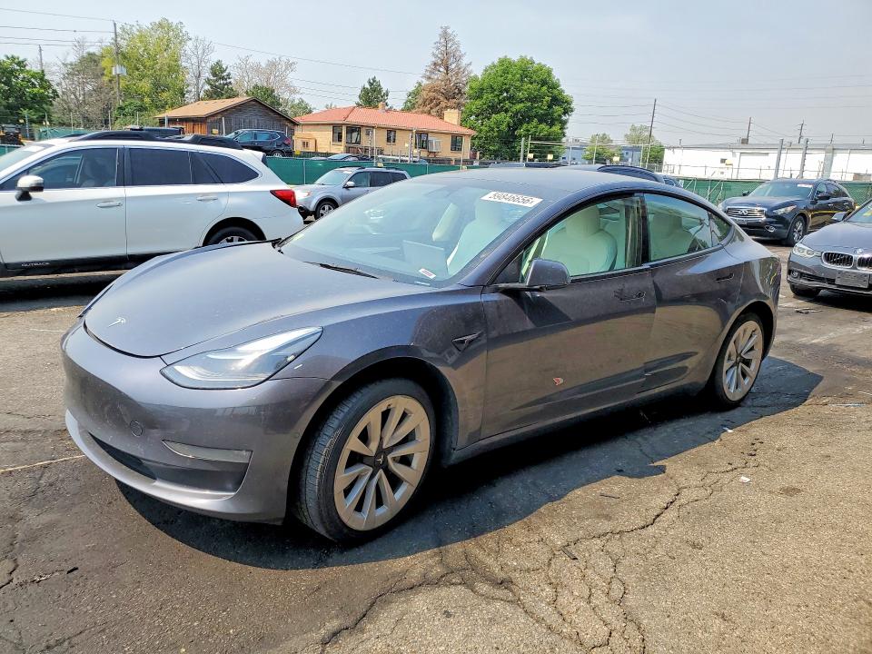 2022 Tesla VIN 5YJ3E1EB8NF195644 COPART salvage auction — FRONT END, CO - PUBLIC - SALVAGE TITLE (P), sold $5,500 on 2026-07-16 (photo 1)