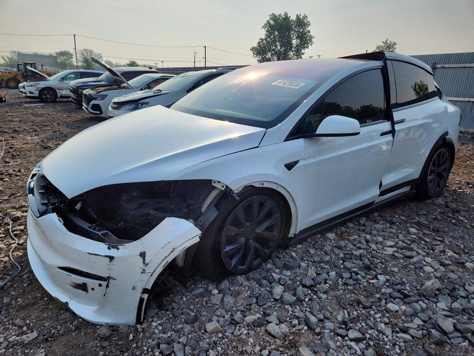 2022 Tesla Model x VIN 7SAXCBE67NF338344 COPART salvage auction — FRONT END, Ny - Mv-907A Salvage Certificate, sold $750 on 2026-07-30 (photo 1)