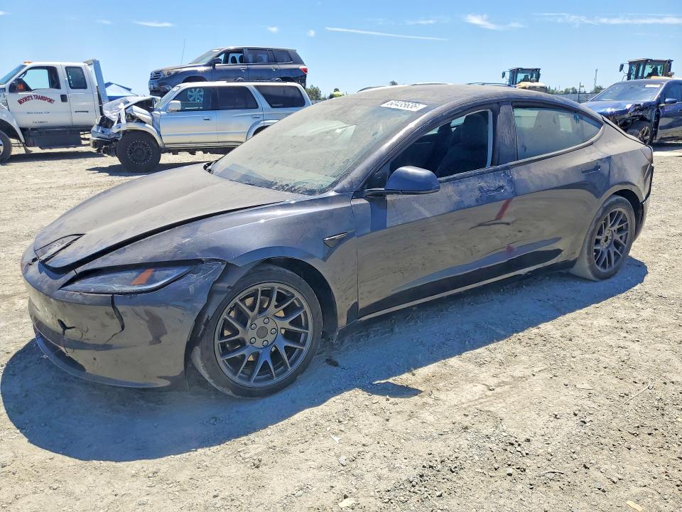 2025 Tesla Model 3 VIN 5YJ3E1EAXSF051872 COPART salvage auction — FRONT END, Ca - Salvage Certificate, sold $25 on 2026-07-28 (photo 1)