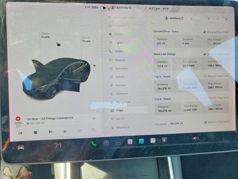2018 Tesla Model 3 VIN 5YJ3E1EB0JF127252 COPART salvage auction — SIDE, Salvage Title, sold $1,650 on 2026-07-23 (photo 9)