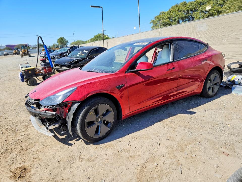 2023 Tesla Model 3 VIN 5YJ3E1EA7PF551639 COPART salvage auction — SIDE, Salvage Title, sold $6,400 on 2026-07-17 (photo 1)