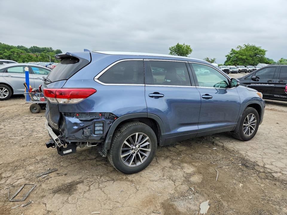 2019 Toyota Highlander VIN 5TDJZRFH4KS989853 COPART salvage auction — REAR END, Md - Cert Of Salvage > 75% Damage, sold $7,800 on 2026-07-16 (photo 3)