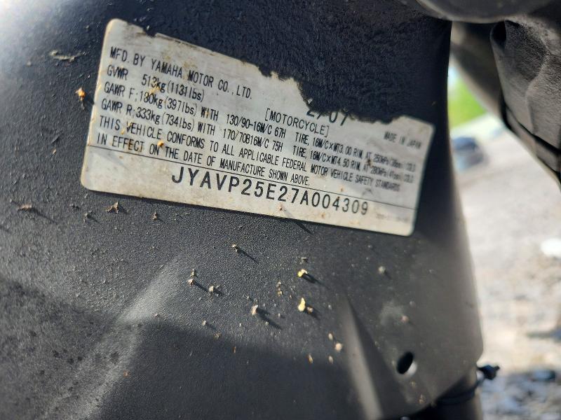 2007 Yamaha Xv VIN JYAVP25E27A004309 COPART salvage auction — MECHANICAL, Il - Salvage Certificate, sold $600 on 2026-08-22 (photo 9)