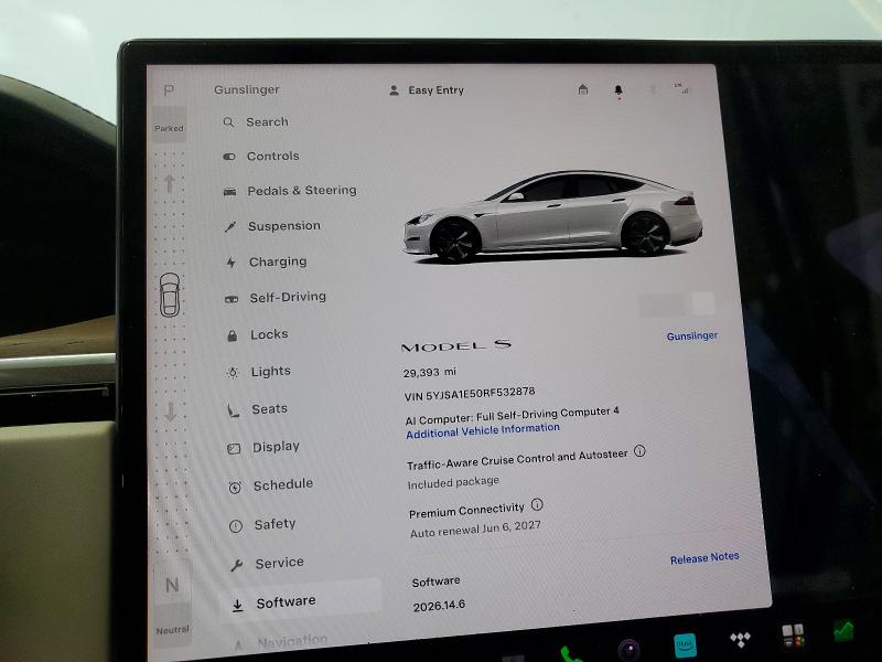 2024 Tesla Model s VIN 5YJSA1E50RF532878 COPART salvage auction — FRONT END, WA - BILL OF SALE, sold $21,200 on 2026-07-31 (photo 9)