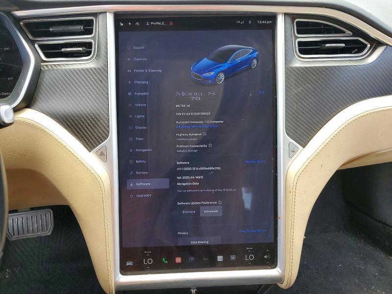 2016 Tesla Model s VIN 5YJSA1E13GF126023 COPART salvage auction — MINOR DENT/SCRATCHES, FL - CERTIFICATE OF TITLE, sold $4,450 on 2026-07-31 (photo 9)