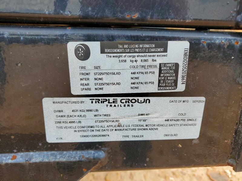 2025 Triple crown VIN 1XNBD1220S2036674 COPART salvage auction — NORMAL WEAR, TN - DEALER ONLY CLEAN TITLE (P), sold $6,750 on 2026-08-31 (photo 9)