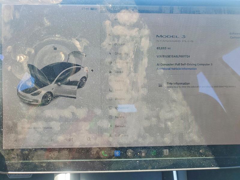 2020 Tesla Model 3 VIN 5YJ3E1EA8LF661724 COPART salvage auction — REAR END, Ca - Salvage Certificate, sold $4,800 on 2026-07-28 (photo 9)