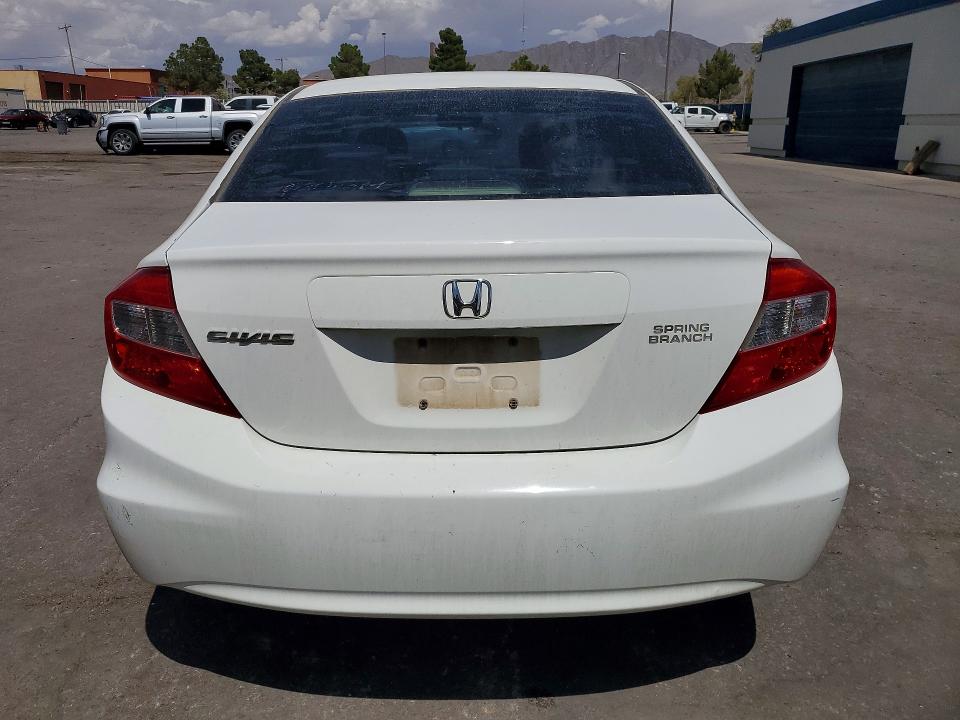 2012 Honda Civic VIN 2HGFB2F53CH598363 COPART salvage auction — FRONT END, Tx - Salvage Vehicle Title, sold $1,150 on 2026-07-31 (photo 6)