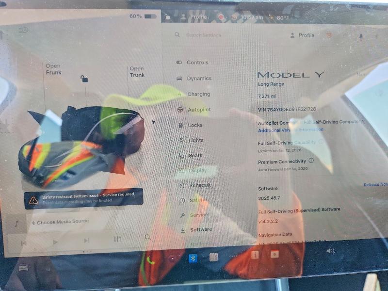 2026 Tesla Model y VIN 7SAYGDED9TF521728 COPART salvage auction — SIDE, Ca - Salvage Certificate, sold $17,900 on 2026-08-31 (photo 9)