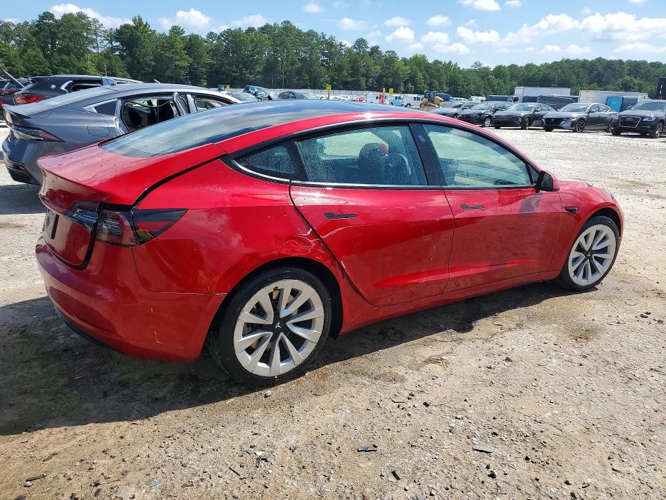 2022 Tesla Model 3 VIN 5YJ3E1EA1NF187747 COPART salvage auction — REAR END, MD - CERTIFICATE OF TITLE, sold $7,200 on 2026-07-27 (photo 3)