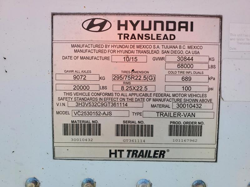 2016 Hyun Trailer VIN 3H3V532C9GT361114 COPART salvage auction — ROLLOVER, NE - CERT OF TITLE-SALVAGE, sold $60 on 2026-09-03 (photo 8)