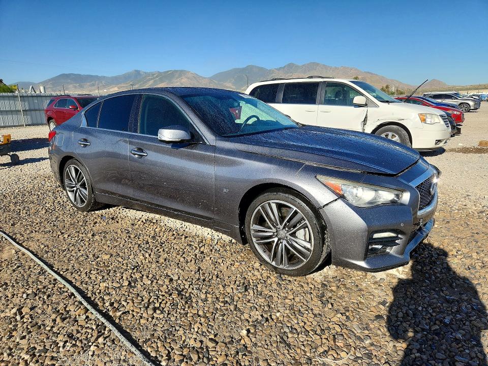 2014 Infiniti Q50 VIN JN1BV7AR1EM689856 COPART salvage auction — FRONT END, Ut - Salvage Certificate, sold $175 on 2026-07-24 (photo 4)