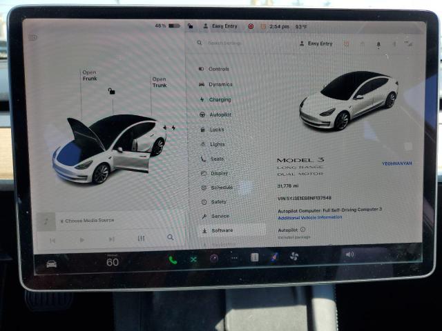 2022 Tesla Model 3 VIN 5YJ3E1EB8NF137548 COPART salvage auction — Minor Dent/Scratches, CA - SALVAGE CERTIFICATE (P), sold $19,500 on 2025-10-24 (photo 9)