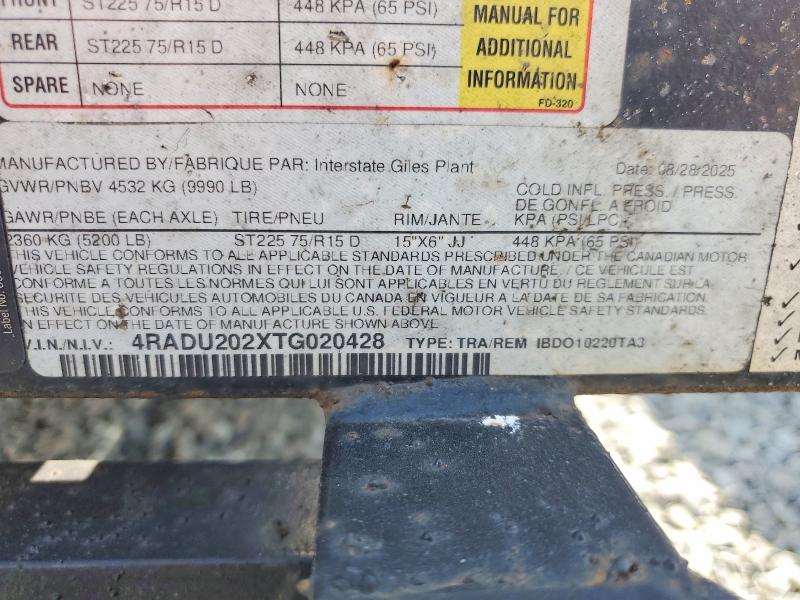 2026 Interstate Unknown VIN 4RADU202XTG020428 COPART salvage auction — NORMAL WEAR, TN - CERTIFICATE OF TITLE (P), sold $1,700 on 2026-09-11 (photo 8)