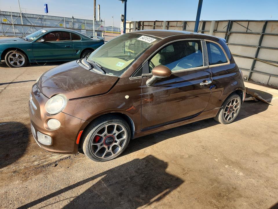 2013 Fiat 500 VIN 3C3CFFBR8DT596062 COPART salvage auction — REAR END, Tx - Certificate Of Title (P), sold $700 on 2026-08-14 (photo 1)