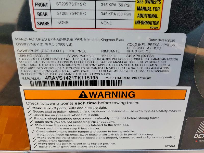 2026 Interstate Unknown VIN 4RAVS1421TK115195 COPART salvage auction — SIDE, TN - CERTIFICATE OF TITLE (P), sold $2,650 on 2026-09-25 (photo 8)