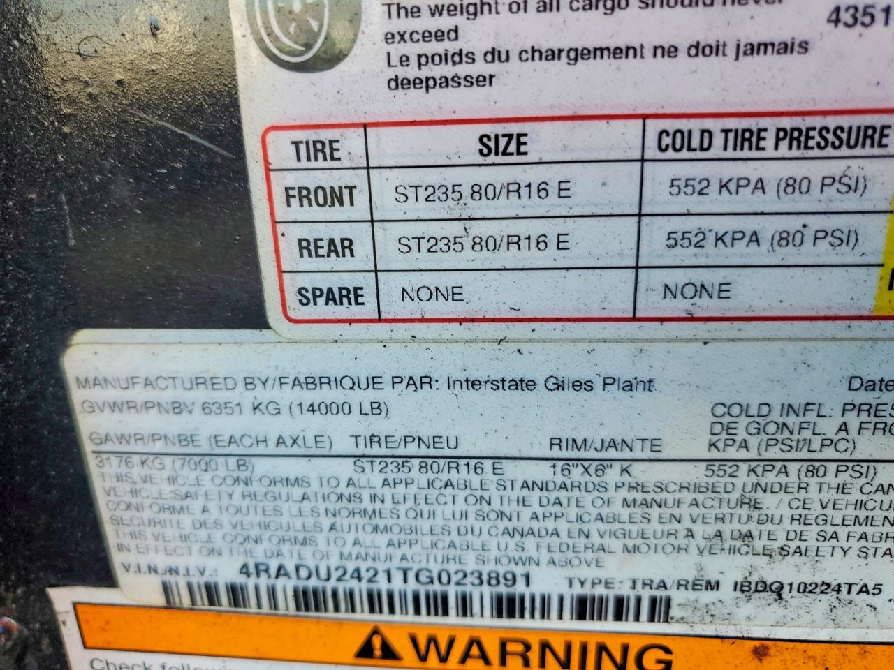 2026 Interstate Unknown VIN 4RADU2421TG023891 COPART salvage auction — Normal Wear, TN - CERTIFICATE OF TITLE (P), sold $6,250 on 2026-10-13 (photo 8)