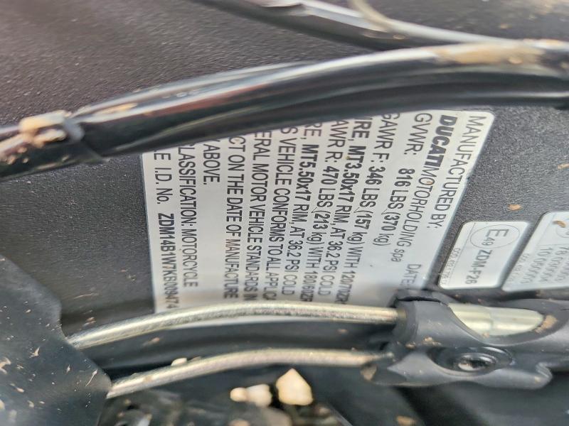 2019 Ducati Panigale VIN ZDM14B1W7KB009474 COPART salvage auction — FRONT END, Il - Salvage Certificate, sold $2,500 on 2026-09-08 (photo 8)