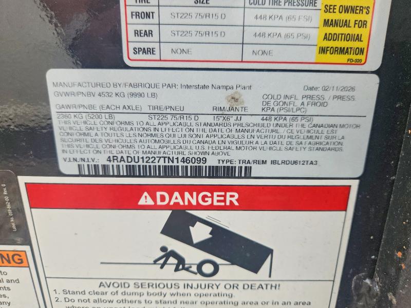 2026 Interstate Unknown VIN 4RADU1227TN146099 COPART salvage auction — NORMAL WEAR, TN - CERTIFICATE OF TITLE (P), sold $6,000 on 2026-09-18 (photo 8)