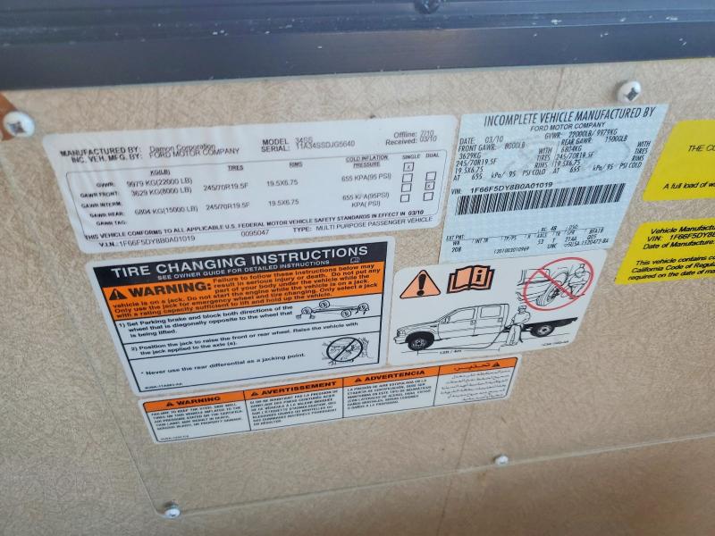 2011 Damon Day break VIN 1F66F5DY8B0A01019 COPART salvage auction — NORMAL WEAR, IN - CERT OF TITLE-SALVAGE TITLE (P), sold $2,600 on 2026-09-10 (photo 9)