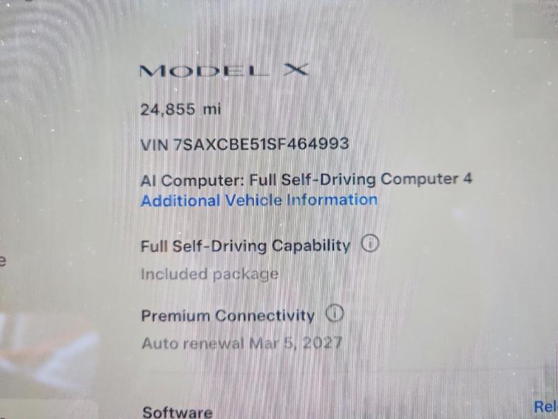 2025 Tesla Model x VIN 7SAXCBE51SF464993 COPART salvage auction — FRONT END, Ny - Mv-907A Salvage Certificate, sold $36,250 on 2026-09-11 (photo 9)