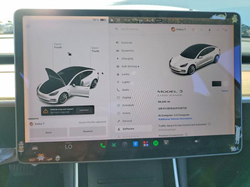 2018 Tesla Model 3 VIN 5YJ3E1EA2JF038726 COPART salvage auction — FRONT END, Ca - Salvage Certificate, sold $2,650 on 2026-09-10 (photo 9)