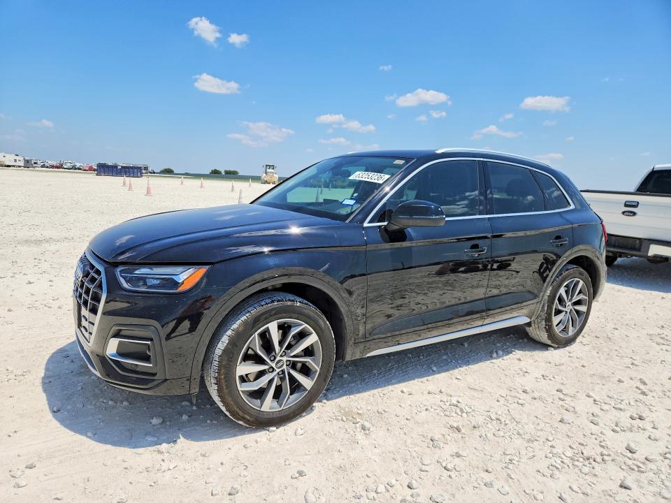 2021 Audi Q5 VIN WA1BAAFY2M2035653 COPART salvage auction — REAR END, TX - SALVAGE VEHICLE TITLE, sold $12,300 on 2026-08-20 (photo 1)