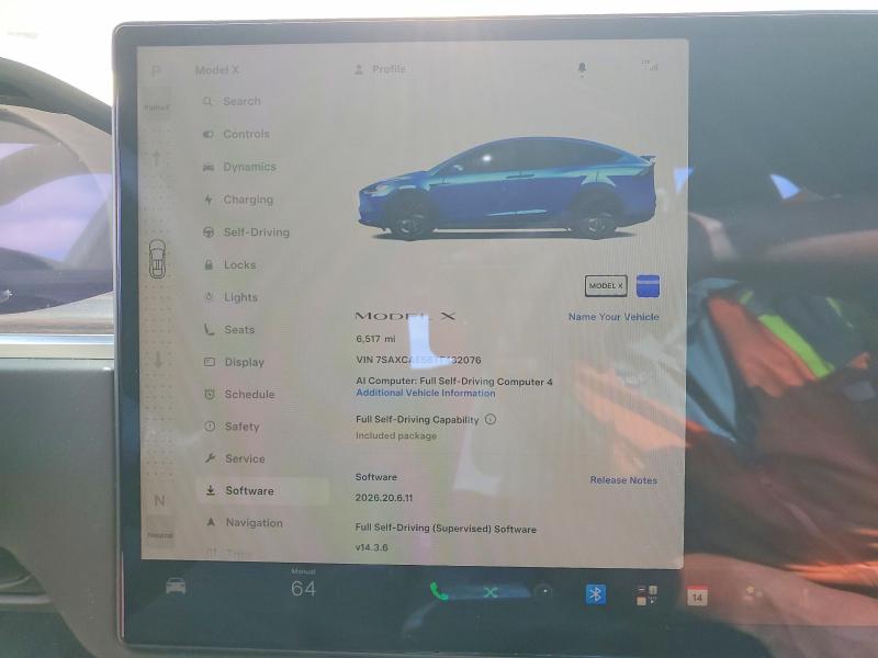 2026 Tesla Model x VIN 7SAXCAE56TF482076 COPART salvage auction — SIDE, Salvage Title, sold $58,500 on 2026-10-15 (photo 9)