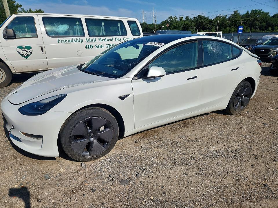 2023 Tesla Model 3 VIN 5YJ3E1EA7PF437687 COPART salvage auction — REAR END, Fl - Certificate Of Destruction, sold $11,600 on 2026-09-22 (photo 1)