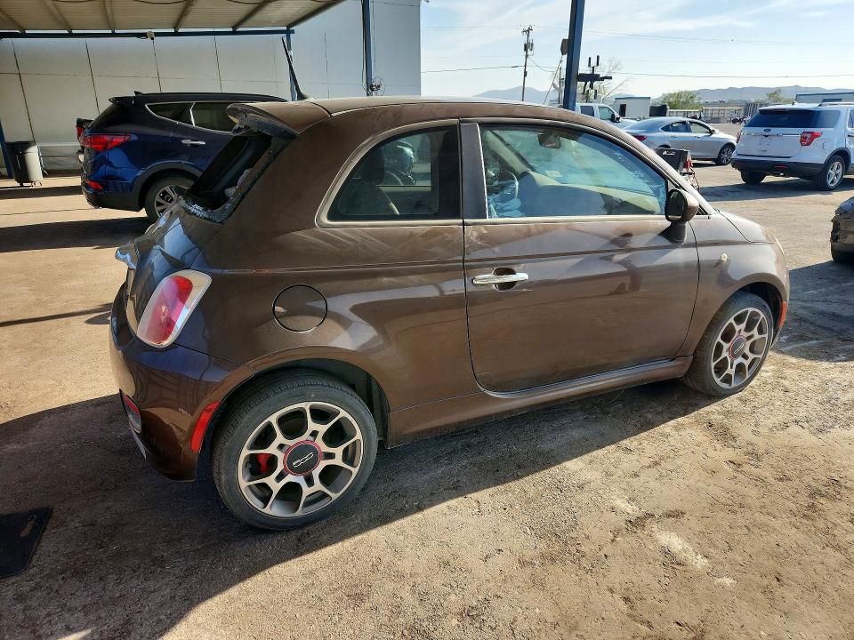 2013 Fiat 500 VIN 3C3CFFBR8DT596062 COPART salvage auction — REAR END, Tx - Certificate Of Title (P), sold $700 on 2026-08-14 (photo 3)