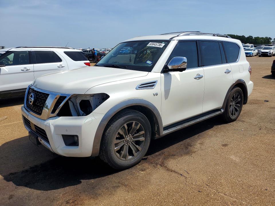 2018 Nissan Armada VIN JN8AY2ND9J9056735 COPART salvage auction — FRONT END, Tx - Salvage Vehicle Title, sold $7,700 on 2026-09-04 (photo 1)