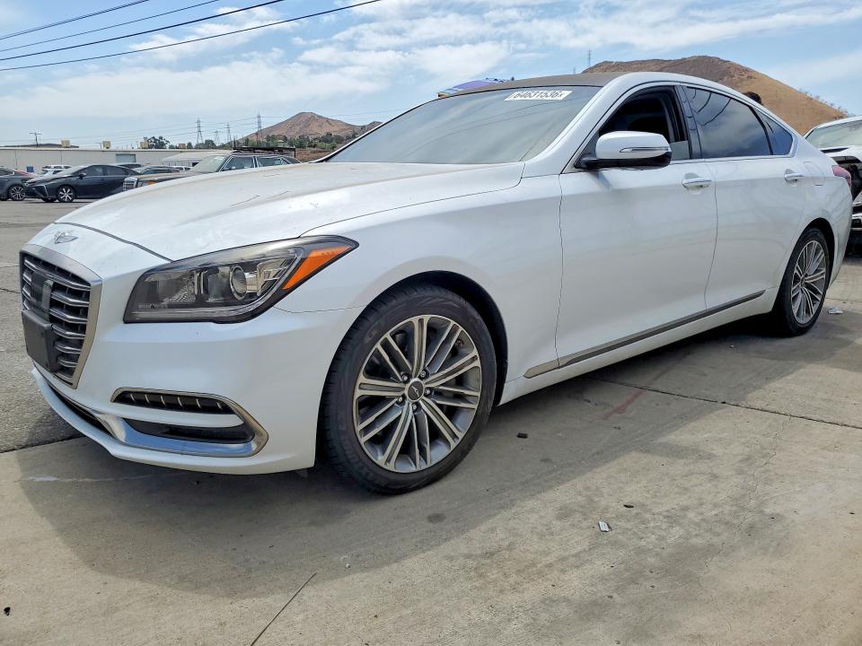 2018 Genesis G80 VIN KMHGN4JE9JU225332 COPART salvage auction — MINOR DENT/SCRATCHES, Ca - Dis/Dlr/Exp Only Clean Title, sold $2,500 on 2026-08-31 (photo 1)