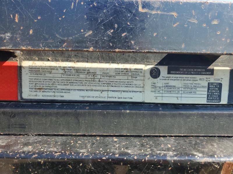 2021 Load trail Unknown VIN 4ZEDK2027M1217968 COPART salvage auction — MINOR DENT/SCRATCHES, TX - CERTIFICATE OF TITLE, sold $2,050 on 2026-09-29 (photo 8)