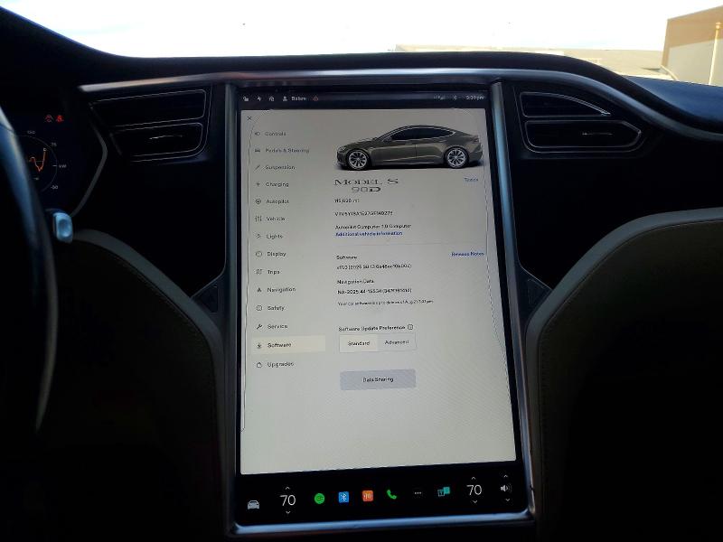 2016 Tesla Model s VIN 5YJSA1E27GF149278 COPART salvage auction — FRONT END, Ca - Salvage Certificate, sold $9,400 on 2026-09-10 (photo 9)