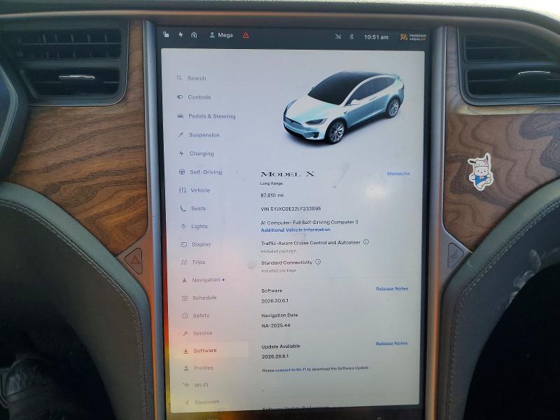 2020 Tesla Model x VIN 5YJXCBE22LF233895 COPART salvage auction — FRONT END, CA, sold $12,600 on 2026-10-13 (photo 9)