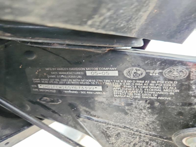 2005 Harley-davidson Flhtcui VIN 1HD1FCW165Y673399 COPART salvage auction — FRONT END, Ne - Cert Of Title-Salvage, sold $300 on 2026-09-08 (photo 9)