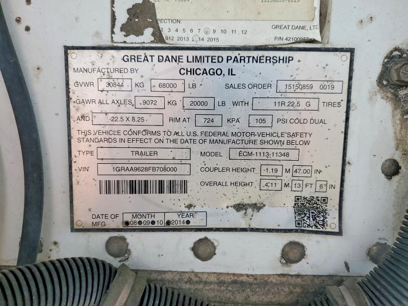 2015 Great dane VIN 1GRAA9628FB708000 COPART salvage auction — MINOR DENT/SCRATCHES, IL - DIS/DLR/EXP ONLY CLEAN TITLE, sold $0 on 2026-10-03 (photo 8)