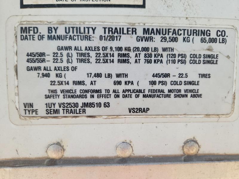 2018 Utility All models VIN 1UYVS2530JM851063 COPART salvage auction — NORMAL WEAR, ST, sold $12,300 on 2026-08-24 (photo 8)