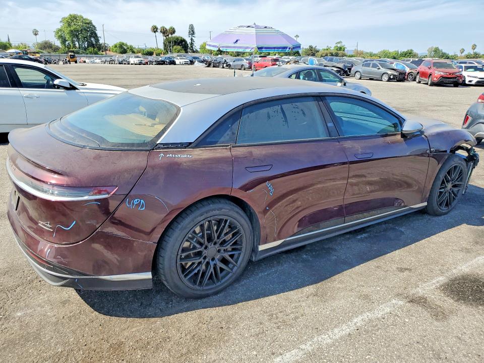 2022 Lucid Air VIN 50EA1GBA1NA002000 COPART salvage auction — FRONT END, Ca - Salvage Certificate, sold $9,600 on 2026-09-25 (photo 3)