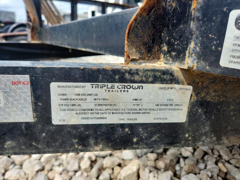 2025 Triple crown Unknown VIN 1XNBE1417S2036835 COPART salvage auction — MINOR DENT/SCRATCHES, TN - CERTIFICATE OF TITLE (P), sold $250 on 2026-09-03 (photo 8)