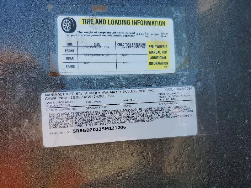 2025 Maxx d Unknown VIN 5R8GD2023SM121206 COPART salvage auction — ROOF, MO - SALVAGE CERTIFICATE OF TITLE, sold $7,200 on 2026-08-27 (photo 8)