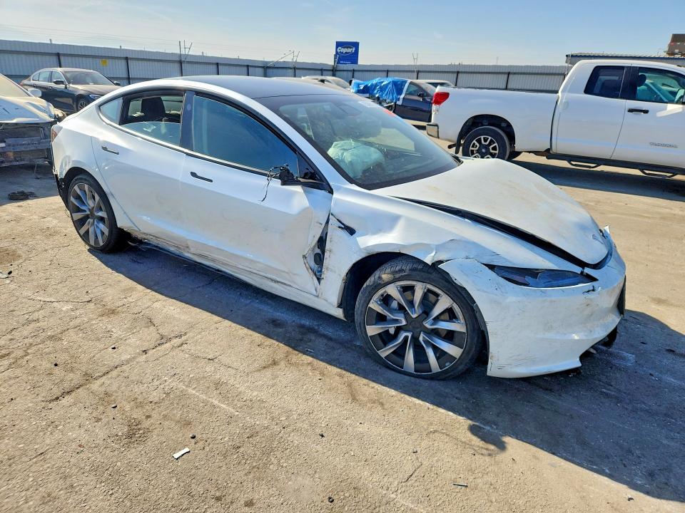 2025 Tesla Model 3 VIN 5YJ3E1EAXSF078800 COPART salvage auction — FRONT END, Ca - Salvage Certificate, sold $6,100 on 2026-10-02 (photo 4)