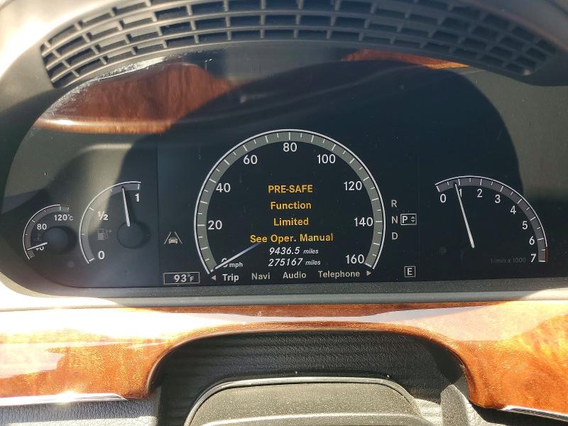 2011 Mercedes-benz S class VIN WDDNG7BB4BA373909 COPART salvage auction — FRONT END, CA - SALVAGE CERTIFICATE, sold $875 on 2026-08-20 (photo 9)