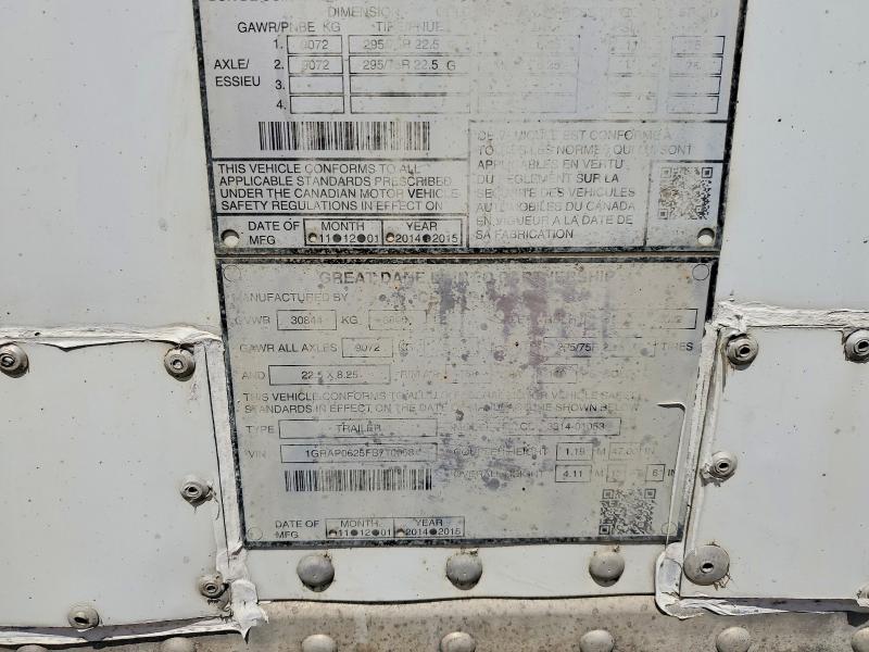 2015 Great Dane Dry Van VIN 1GRAP0625FB710068 COPART salvage auction — MINOR DENT/SCRATCHES, CT, sold $2,400 on 2026-09-10 (photo 8)