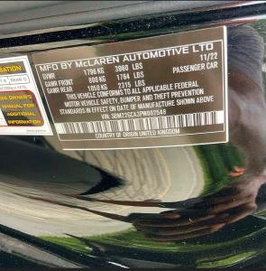 2023 Mclaren automotive Gt VIN SBM22GCA3PW002548 COPART salvage auction — NORMAL WEAR, NJ - CERT OF TITLE-SALVAGE (P), sold $125,000 on 2026-09-01 (photo 9)