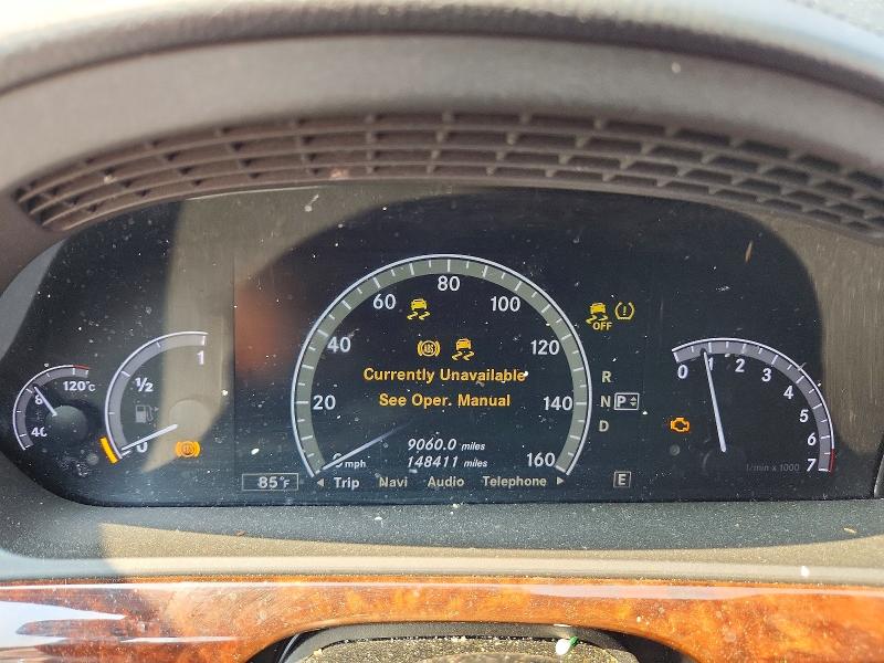 2013 Mercedes-benz S-klasse VIN WDDNG9EB3DA533272 COPART salvage auction — MINOR DENT/SCRATCHES, Pa - Cert Of Title-W&R=Flood&Recnst, sold $550 on 2026-08-18 (photo 9)