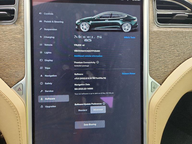 2013 Tesla Model s VIN 5YJSA1CN2DFP05490 COPART salvage auction — FRONT END, OH - CERTIFICATE OF TITLE, sold $925 on 2026-10-09 (photo 9)