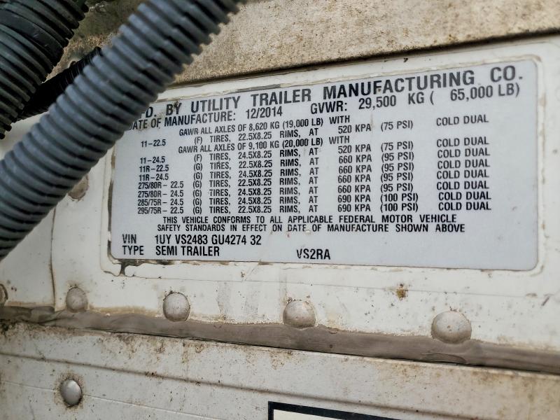 2016 Utility trailer VIN 1UYVS2483GU427432 COPART salvage auction — FRONT END, IL - DIS/DLR/EXP ONLY CLEAN TITLE (P), sold $1,050 on 2026-09-29 (photo 8)