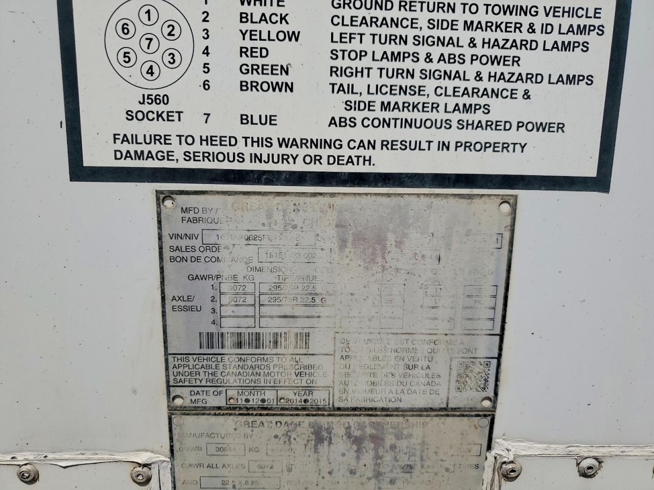 2015 Great Dane Dry Van VIN 1GRAP0625FB710068 COPART salvage auction — Minor Dent/Scratches, IL - CERTIFICATE OF TITLE (P), sold $2,400 on 2026-09-11 (photo 9)